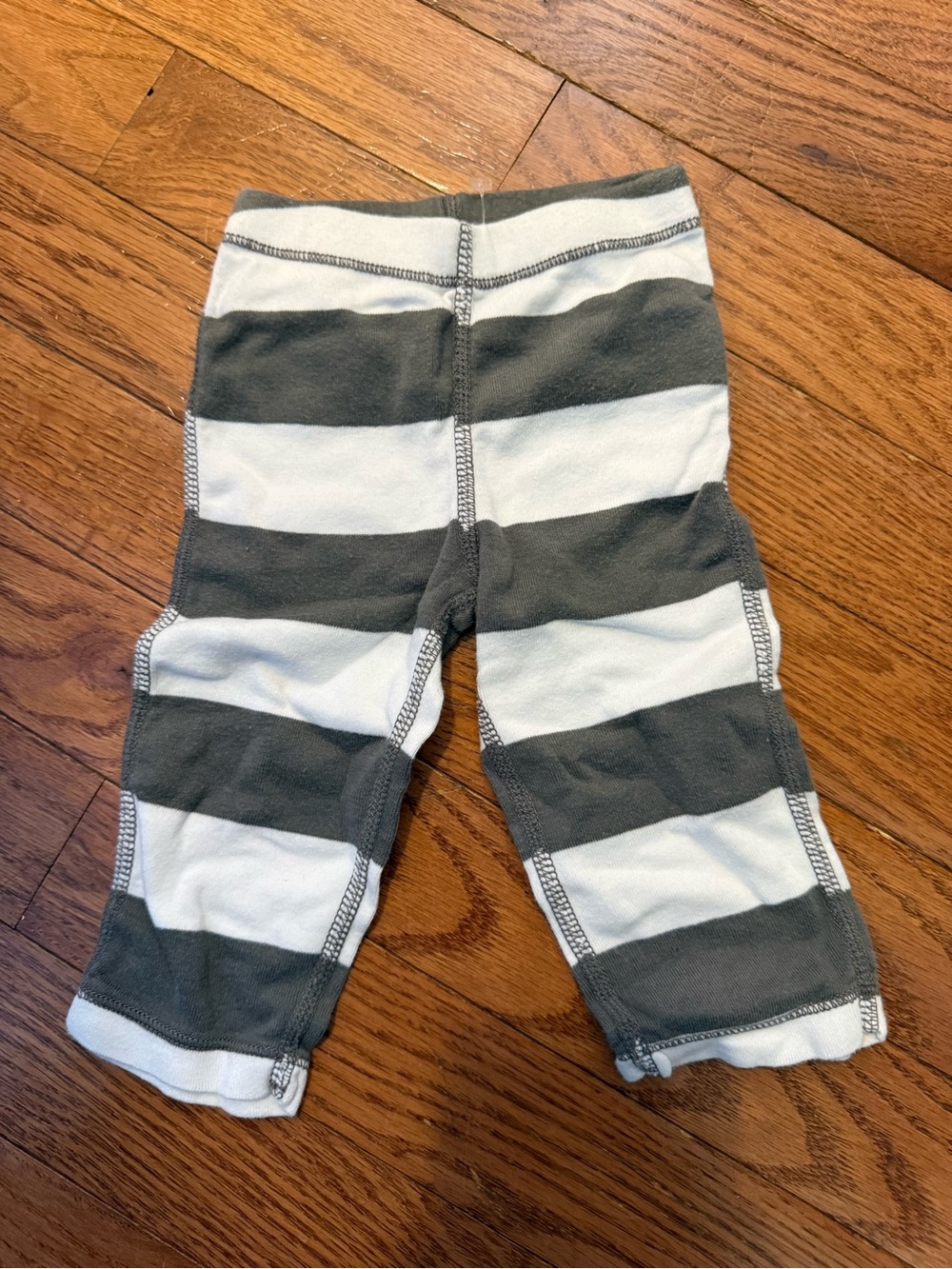Burt’s Bees Baby NB Striped Gray and White Kids Leggings